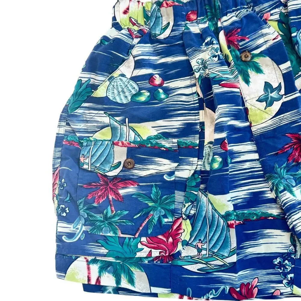 TOMMY BAHAMA Swim Trunks‎ Blue Tropical Hawaiian Print Men's Sz Small